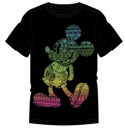 Rainbow Mickey Pattern Rn Short Sleeve Tee